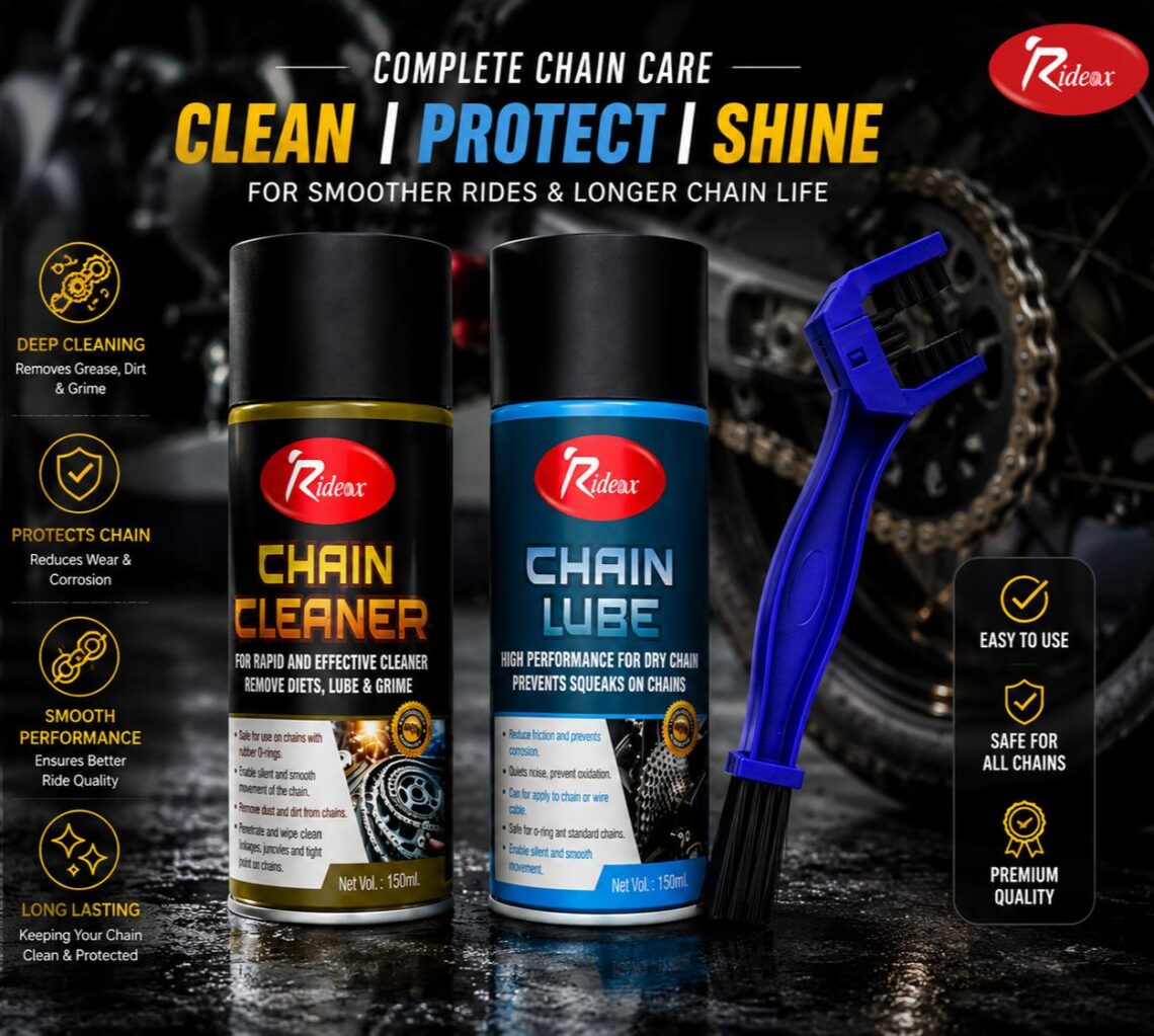 Rideox Bike Chain Care Combo -Chain Cleaner 150ML + Chain Lube 150 ML + Chain Cleaner Brush